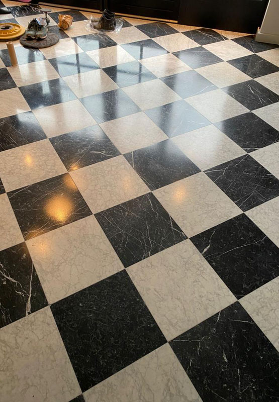 marmer dambord vloer